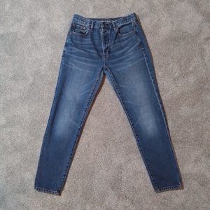 American Eagle Hi-Rise Girlfriend Jeans Dark Wash Button Fly size 4 reg